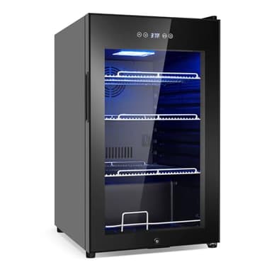 Beverage Refrigerator 17 inch Wide - 126 Can Beverage Cooler with Glass Door | Counter-Top/Freestanding Mini Beverage Beer Fridge | Temperature Memory | Invisible Door | Perfect for Soda, Beer - Image 1