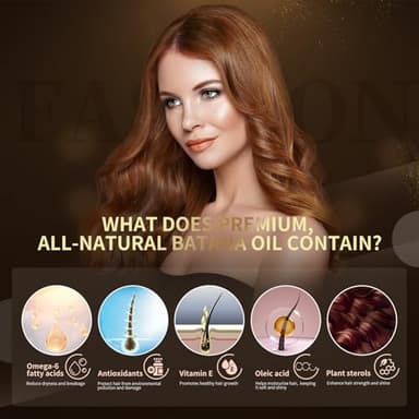 Batana Oil for Hair Growth, 100% Pure & Organic, Cold Pressed Traditional Palm Nut, Unrefined Hair Growth Oil Prevents Hair Loss - Image 3