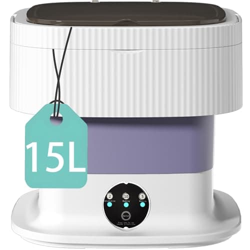 SAZCIS Portable Washing, 15 L 60W Portable Washer, 3 Modes Wash Machine for Underwear, Baby Clothes, Sock, Suitable for Apartments, Travel, Hotels, Camping and RV (Purple) - Image 1