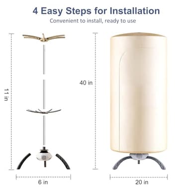 Portable Clothes Dryer Upgraded Large Capacity for Families,travel and apartments,Mini 900W Fast-Drying Machine for Skirts, Clothing and Shoes Quick & Easy-to-Use Foldable Compact Dryer(Beige) - Image 5