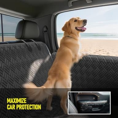 FIRSTWELL Dog Car Seat Cover for Back Seat, Hard Bottom Back Seat Cover for Cars, SUV, Small Trucks - Patented Design, Waterproof Dog Hammock, Support 400lbs - Image 9