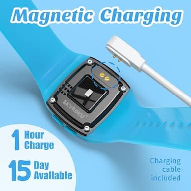 SKYROKU Toddler Potty Training Watch – Magnetic Charging, 5 Timing Modes, Ultra-Long Standby, Cute Dinosaur Design, Music & Flash Reminders, Silicone Strap, Large Dial for Easy Use (Blue - Image 3