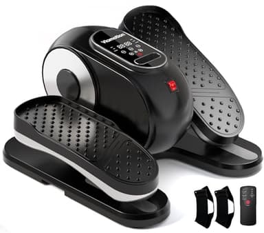Under Desk Elliptical Machine, Leg Exerciser as Seen on TV While Sitting for Senior with Remote Control, Portable & Quiet Pedal Exerciser with 12 Adjustable Speed, Black - Image 1
