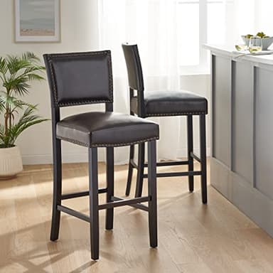 Christopher Knight Home Mayfield Bonded Leather Backed Barstools, 2-Pcs Set, Brown - Image 2