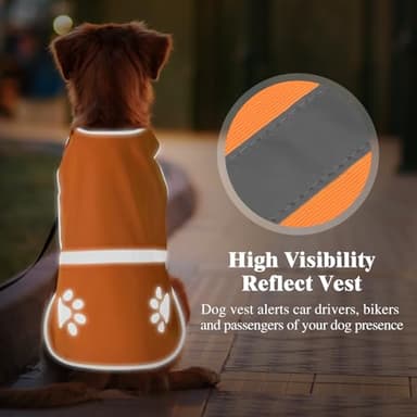 Candofly Reflective Dog Vest, High Visibility Safety Pet Hunting Jacket for Night Walking Camping (Orange, Medium) - Image 3