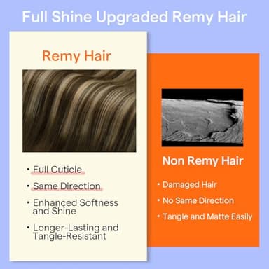 Full Shine Clip in Hair Extensions Real Human Hair Brown Balayage Dirty Blonde Hair Clip in Extensions Double Weft Medium Brown Human Hair Extensions for Women 14 Inch 7 Pcs - Image 5