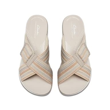 Clarks Women's Arla Wave Slide Sandal, Beige Combi, 9 Wide - Image 7