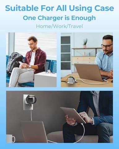 30W Charger for Apple Watch, 3-in-1 USB C Charging Block Travel Essentials, Portable Wall Charger with Foldable Plug, Fast Charging for iWatch Series 10/9/ 8/7/ 6/ Ultra/SE, iPhone, White - Image 6