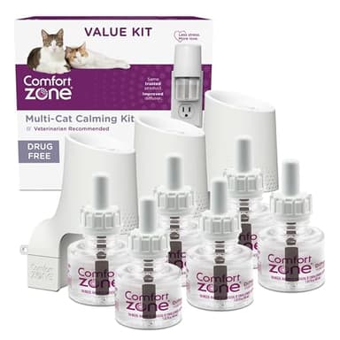 COMFORT ZONE Value Kit; 3 Multicat Diffusers & 6 Refills; Cat Calming Pheromone; Reduce Stress, Aggression, Fighting, Urine Marking, Scratching - Image 1