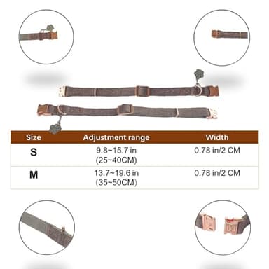 Elegant Dog Girl Collar - Twil Cloth Collar with Silver Paw Charm & Rose Gold Metal Buckle, Adjustable for Small to Large Female Dogs (Brown Blue, Small) - Image 6