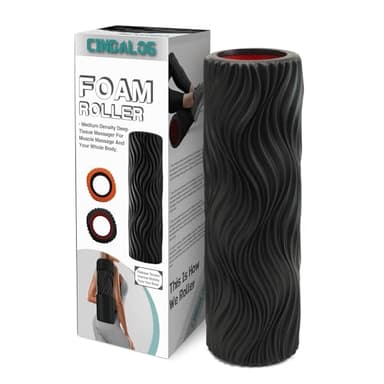 CINDALOG Foam Roller, 15" High Density Foam Back Roller, Wave Textured Massage Roller for Deep Muscle Massage Pilates Yoga,Fitness Exercise Roller for Whole Body Release(Black) - Image 2