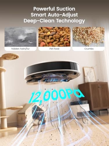 Lefant Robot Vacuum and Mop, 12000Pa Suction, Self Emptying, Auto Mop Washing and Drying for Hands-Free, Anti-Tangle Brushes, Dual Spinning Mop for Pet Hair Dust, Wi-Fi/App/Alexa/iWatch Control, M3 - Image 4