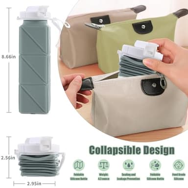XSSDPDC 21oz Collapsible Water Bottle - Food Grade BPA Free Silicone, Leakproof with Straw for Travel, Sports, Office, Gym (Green) - Image 5