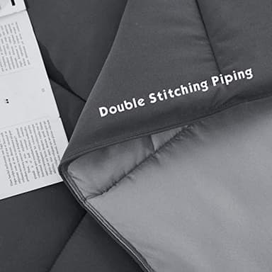 HIG 3pc Grey King Size Comforter Set - All Season Reversible Down Alternative Comforter with Two Shams - Quilted Duvet Insert with Corner Tabs - Box Stitched Blanket - Breathable, Soft - Image 6
