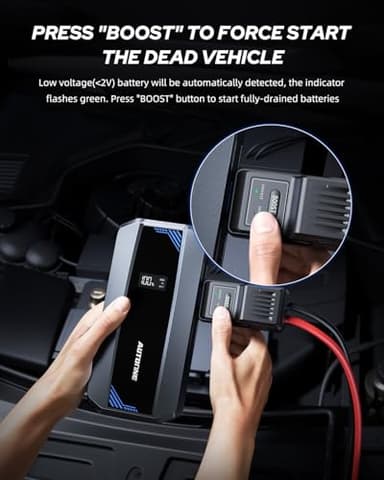 AUTOONE Car Jump Starter 5800A Battery Booster, Portable Battery Pack for All Gas 10L Diesel, 12V Jump Box with Smart Jumper Cable for Car Battery, Vehicle Lithium Starter, LCD Display, w/LED Light - Image 3