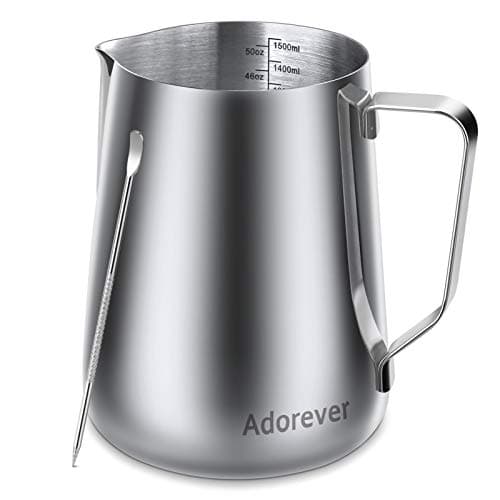 Milk Frothing Pitcher, 50oz Steaming Pitcher Stainless Steel Espresso Machine Accessories for Coffee Bar, Cappuccino Barista Tools Milk Jug Steamer Frother Cup with Decorating Latte Art Pen - Image 1