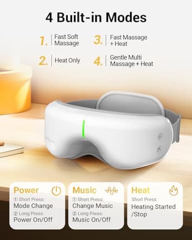 Comfytemp Eye Massager with Heat, Birthday Gifts for Mom Wife Women Men Dad, FSA HSA Eligible Smart Heated Mask Massager with Music for Migraine, Eyes Fatigue, Puffiness, and Dryness Relief - Image 3