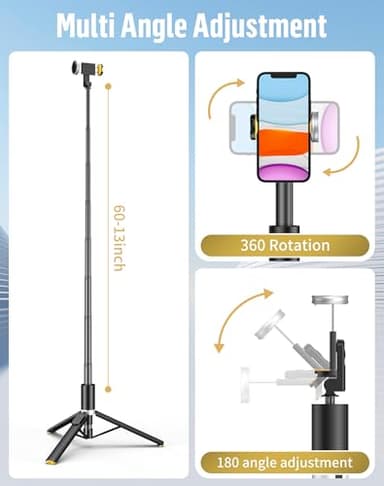 POVODO Phone Tripod Selfie Stick:Phone Stand for Recording,Bluetooth Selfie Stick for iPhone Compatible with Android(Samsung Galaxy s24 Ultra) is Content Creator 's Travel Essentials Tool - Image 3