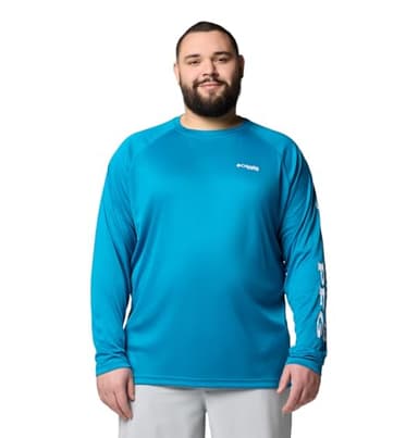 Columbia Men's Terminal Tackle Long Sleeve Shirt, Blue Echo/White Logo, Small - Image 6