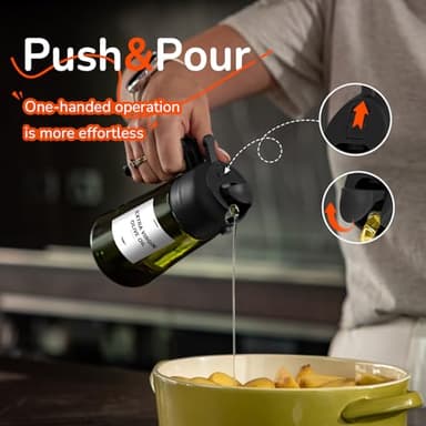 TrendPlain - Original 16oz/470ml Olive Oil Dispenser Bottle for Kitchen Gadgets and Air Fryer Accessories - Olive Oil Sprayer for Cooking w/Stickers - Black&Green - Image 6
