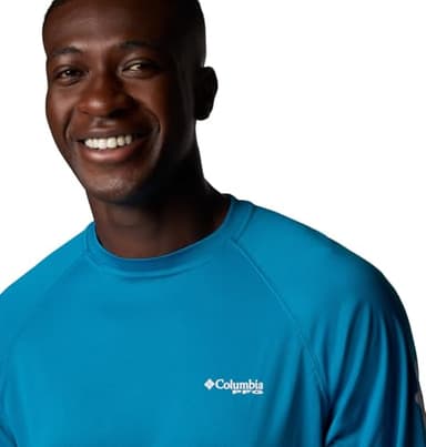 Columbia Men's Terminal Tackle Long Sleeve Shirt, Blue Echo/White Logo, Small - Image 4