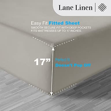 LANE LINEN 100% Egyptian Cotton Bed Sheets sábanas Queen, Soft & Comfy Luxury Hotel Like Thick Bedding Sheets & Pillowcase Set, Machine Wash Cooling 16'' Queen Deep Pocket Sheet Set-Silver - Image 6