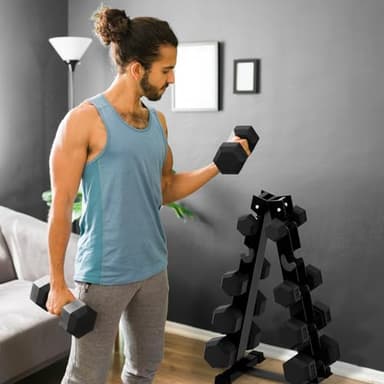 RITFIT 300/350/450/650/180/200/210 LB Rubber Hex Dumbbells Set with Optional Dumbbell Rack, Multi Weight Set to Choose, Ideal for Home Gym and Fitness(350LB Set with Rack) - Image 7
