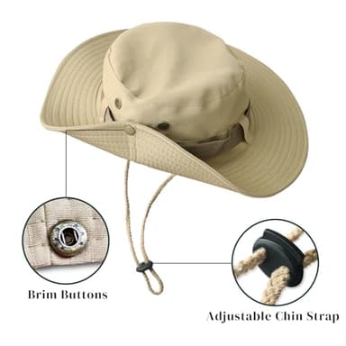 AGLIFEFY Sun Hats for Men Women Bucket Hat Safari Boonie Hat Outdoor UPF 50+ Boonie Hat Foldable Fishing Hats Black (with Webbing) - Image 6