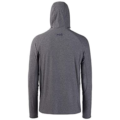 BASSDASH UPF 50+ Men’s Long Sleeve Fishing Shirt with Mask UV Neck Gaiter Hoodie Heather Grey - Image 3