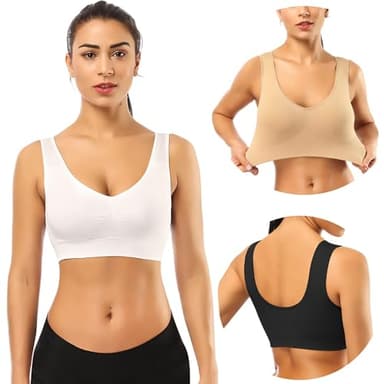 BESTENA Sports Bras for Women, 3 Pack Seamless Comfortable Yoga Bra with Removable Pads - Image 1