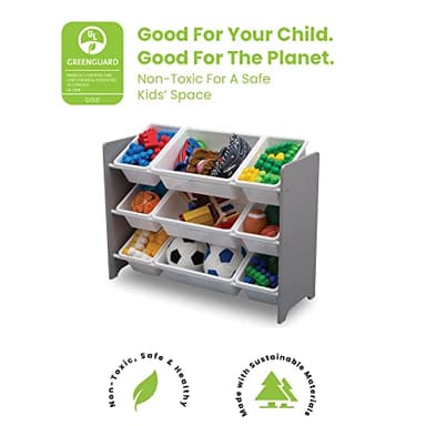 Delta Children MySize 9 Bin Plastic Toy Organizer - Greenguard Gold Certified, Grey - Image 3