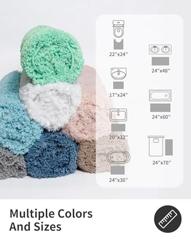 ILANGO Pink Bathroom Rugs 36" × 24" Non Slip & Super Absorbent Extra Thick Soft, Washable Bath Mat for Floor, Non Shedding Microfiber Plush Shaggy Bath Rug with Rubber for Bathtub Shower Room Sink - Image 8