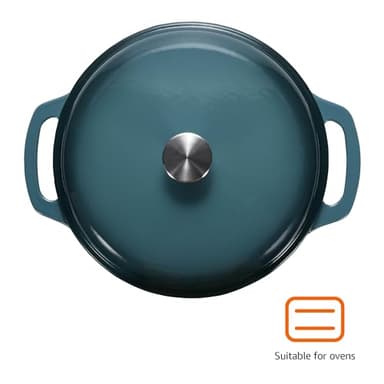 Amazon Basics Cast Iron Dutch Oven Pot with Lid, Enameled, Round, Dual Handles, Heavy-Duty, Medium, 6-Quart, Gray - Image 3