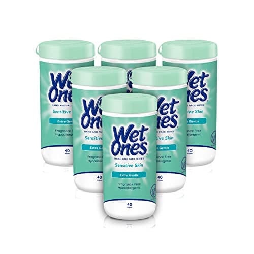 Wet Ones Hand and Face Wipes, Sensitive Skin Wipes | Unscented Wipes, Hand and Face Wipes Sensitive Skin, Wet Ones Sensitive Skin Wipes, 40 ct. Canister (6 pack) - Image 1