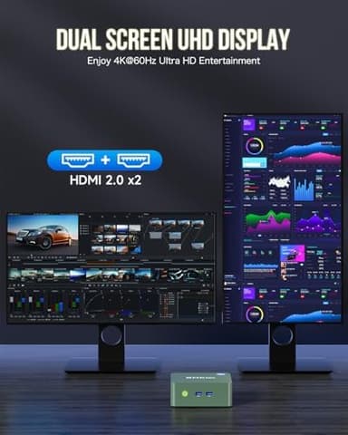 GMKtec Mini PC N150, G3 Plus Intel Twin Lake N150 (3.4GHz), 16GB DDR4 RAM 1TB PCIe M.2 SSD, Desktop Computer 4K Dual HDMI/USB3.2/WiFi 6/BT5.2/2.5G RJ45 - Image 8