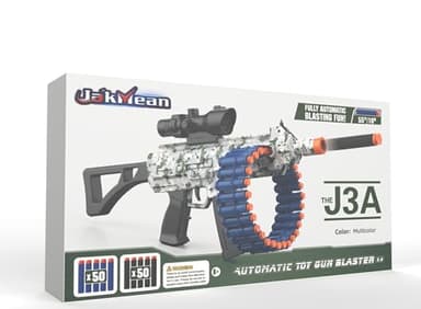 Electric Automatic Toy, JakMean Toy with 30 Dart Clips and 100 Foam Darts, Outdoor Shooting Games Toys for 6-12 Year Old Boys & Girls Adults, Presents for Birthday Xmas,White-Red - Image 7