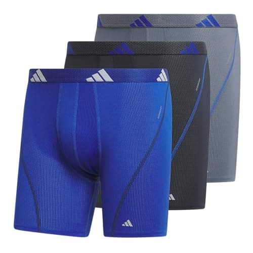 adidas Men's Performance Athletic Mesh Boxer Brief Underwear 3-Pack, Moisture Wicking, Sport Comfort, Team Royal Blue/Legend Ink Blue/Onix Grey, Large - Image 1