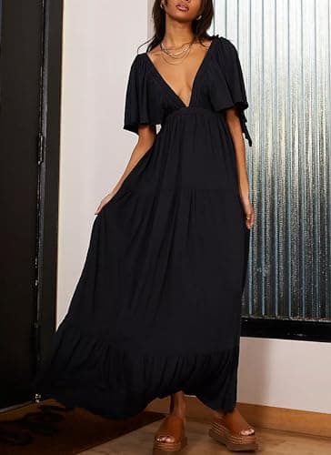 Kikibell Womens Dresses Summer FP Dress Dupes Modest Dresses for Women Long Dress with Sleeves Maxi Summer Dresses Black XS - Image 5