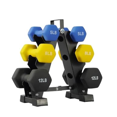Fitvids Neoprene Dumbbell Set with Rack, 5/8/12LB Pairs, 50LB Set with Rack - Image 1
