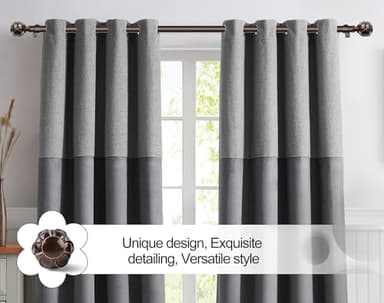 KAMANINA Curtain Rods for Windows 72 to 144 Inches (6-12ft) Long Heavy Duty Curtain Rod, 7/8 Inch Adjustable Decorative Drapery Rods with Netted Texture Finials, Bronze - Image 4