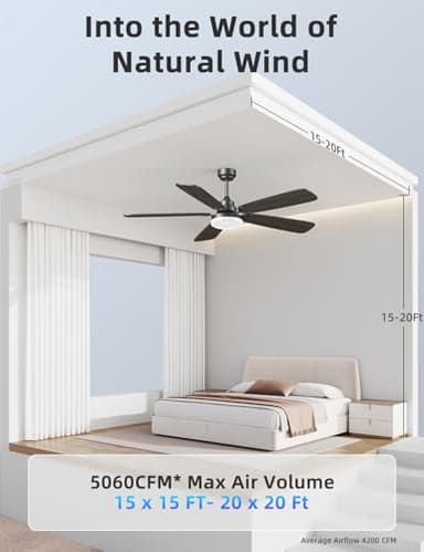 Ceiling Fans with Lights and Remote, 52 Inch Modern Ceiling Fan with Light, Downrod & Flush Mount, Quiet DC Motor, Dual Finish 5 Blades Ceiling Fan for Bedroom Living Room Farmhouse Indoor - Image 2