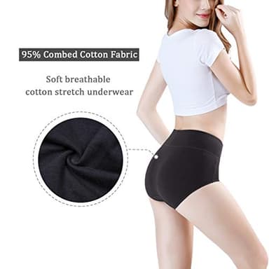 wirarpa Womens Cotton Underwear 4 Pack High Waist Briefs Light Tummy Control Ladies Comfort Stretch Panties Underpants Size XL,Black - Image 3