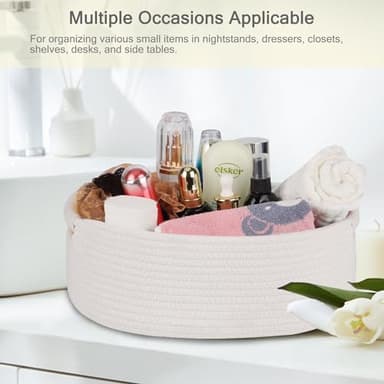 BOSROTY Small Woven Basket with Gift Bags and Ribbons, Empty Baby Gift Baskets for Kids Women Men, Shelf Storage, Small Cat Dog Pet Toy Boxes, 13”x 9”x 5.5”, White - Image 6
