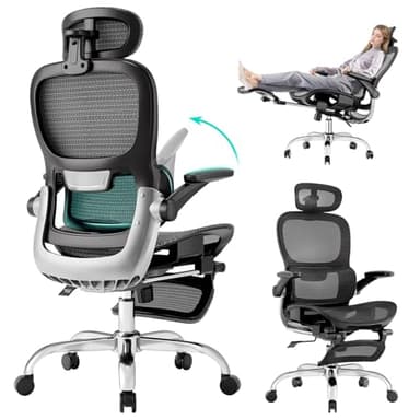 Ergonomic Ofice Chair with Adaptive BackrestSGS Class 4 Gas Clylinder and Flip-Up Armrests,Breathable Mesh, Adiustable Headres - Image 1