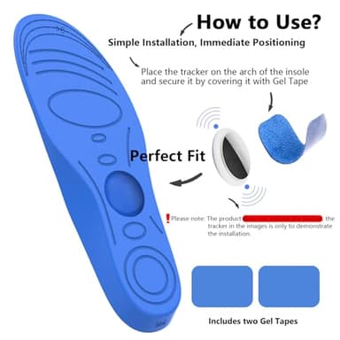 Edvbela Insoles for Airtag Hidden Holder, Tracker Devise Case for Kids, Adults and Elderly, Comfortable Inserts for Shoes, Blue (175-190mm) - Image 2