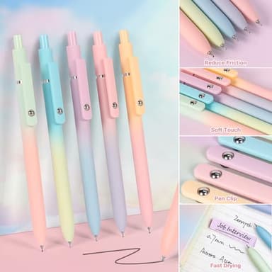 60 Pcs Aesthetic School Supplies with Large Capacity Pencil Case, 5 Quick Dry Black Ink Gel Pens, 12 Color Pastel Highlighters, 6 Mechanical Pencil Set 0.5 & 0.7 mm, 7 Multi-Color Index Sticker-Blue - Image 3