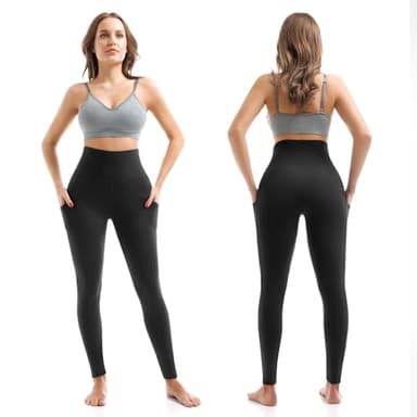 SINOPHANT High Waisted Leggings with Pockets Women, Full Length Capri Buttery Soft Stretchy Yoga Pants(Full Teal,L-XL) - Image 2
