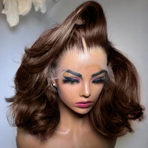 250% Density 13x6 FULL SKINLIKE Real HD Chocolate Brown lace front wig Human Hair Pre Plucked 0.10mm Ultra-thin Invisible Loose Body Wave HD Lace Front Wigs Human Hair Small Knots Full Virgin Hair - Image 1