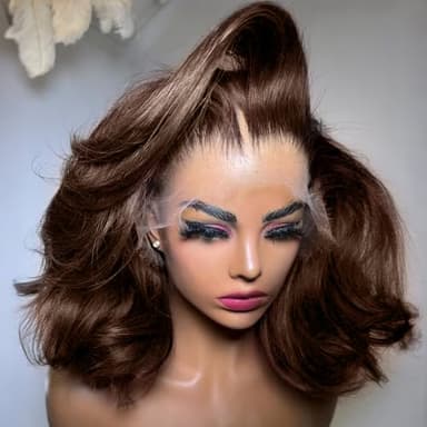 250% Density 13x6 FULL SKINLIKE Real HD Chocolate Brown lace front wig Human Hair Pre Plucked 0.10mm Ultra-thin Invisible Loose Body Wave HD Lace Front Wigs Human Hair Small Knots Full Virgin Hair - Image 1