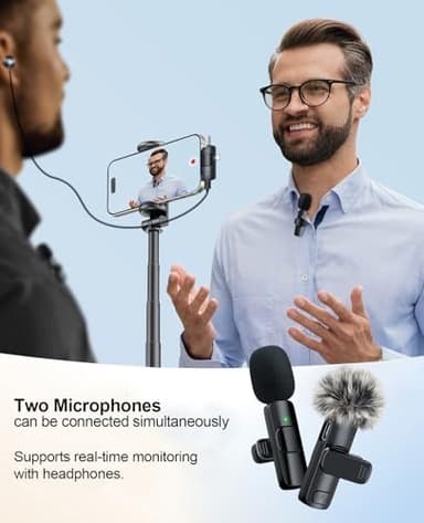 MENERESAS 3-in-1 Mini Microphone for iPhone: Wireless Lavalier Microphones for iOS/Android/Camera - Noise Reduction Lapel Mic forLive Stream - HiDefSound for Video Mavericks (Dignified Black) - Image 5